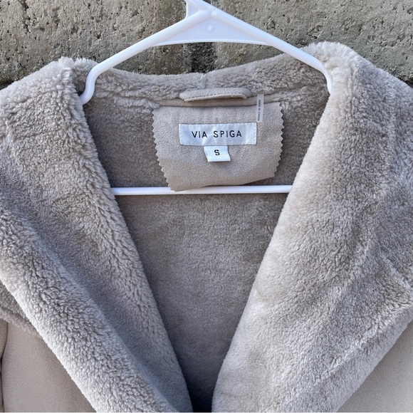 Via Spiga Faux Fur Trim Belted Wrap - Picture 5 of 9